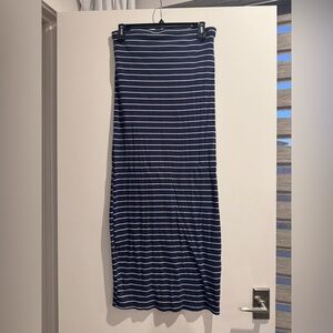 A New Day Navy Stripe Strapless Maxi Dress XL Built In Bra